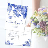Elegantes Blue Chinoiserie Brautparty Vielen Dank Postkarte