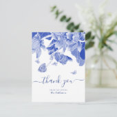 Elegantes Blue Chinoiserie Brautparty Vielen Dank Postkarte (Stehend Vorderseite)