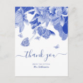Elegantes Blue Chinoiserie Brautparty Vielen Dank Postkarte (Vorderseite)