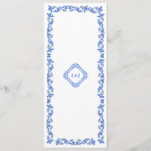 Elegantes Blue Chinoiserie Script Wedding Menu Menükarte (Rückseite)