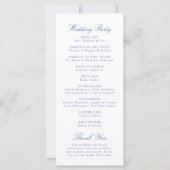 Elegantes Blue Chinoiserie Wappen Hochzeitsprogram (Rückseite)