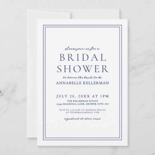 Elegantes Blue Chinoserie Bird Floral Brautparty Einladung (Vorderseite)