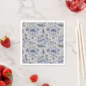 Elegantes Blue Christmas Doodles Muster Serviette (Beispiel)