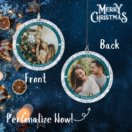 Elegantes Blue Christmas Floral Custom Foto Windspiel