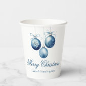 Elegantes Blue Christmas Ornaments Company Party Pappbecher (Rückseite)