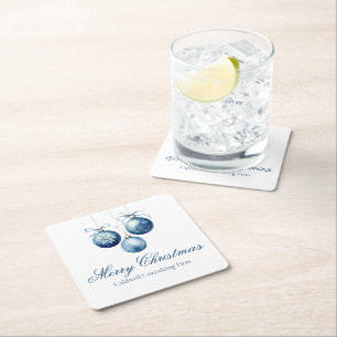 Elegantes Blue Christmas Ornaments Company Party Rechteckiger Pappuntersetzer