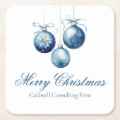 Elegantes Blue Christmas Ornaments Company Party Rechteckiger Pappuntersetzer (Vorderseite)