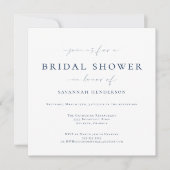 Elegantes Blue Classic Brautparty Einladung (Vorderseite)