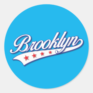 Elegantes Blue Color Brooklyn Swoosh Logo Design Runder Aufkleber