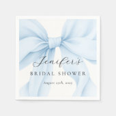 Elegantes Blue Coquette Bow Brautparty Serviette (Vorderseite)