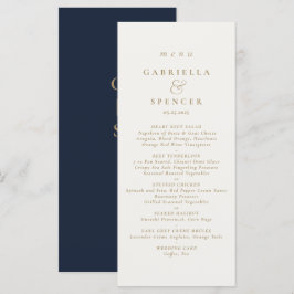 Elegantes Blue Cream Wedding Menu Menükarte