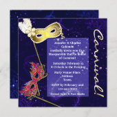 Elegantes Blue Custom Masquerade Ball Einladung (Vorne/Hinten)