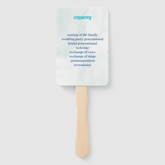 Elegantes Blue Custom Wedding Programm Fächer (Rückseite)