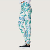 Elegantes Blue Damask Muster Leggings (Links)