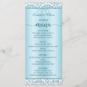 Elegantes Blue Damask Wedding Menu Menükarte (Vorderseite)