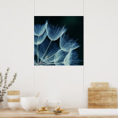Elegantes Blue Dandalion Botanisches Makro Abstrak Poster (Küche)