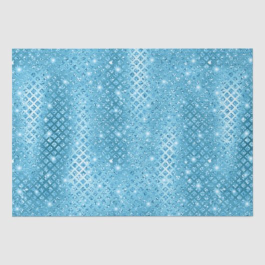 Elegantes Blue Diamonds Metallic Glitzer Pattern Seidenpapier (Vorderseite)