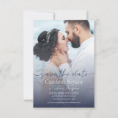 Elegantes Blue Fade Foto Hochzeit speichern das Da (Vorderseite)