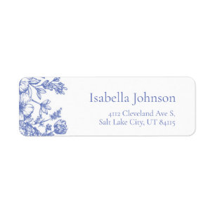 Elegantes Blue Floral Botanical Return Address Lab