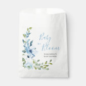 Elegantes Blue Floral Boy Baby in Blütendusche Geschenktütchen (Vorderseite)