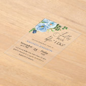 Elegantes Blue Floral Brautparty Acryleinladungen (Ablage )