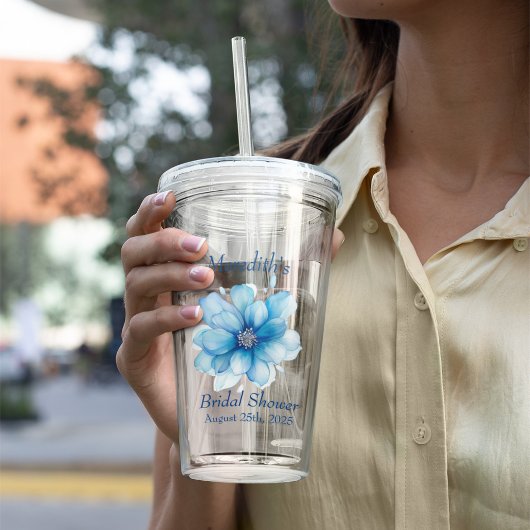 Elegantes Blue Floral Brautparty Acryltrinkbecher