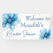 Elegantes Blue Floral Brautparty Banner (Horizontal)