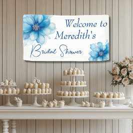 Elegantes Blue Floral Brautparty Banner