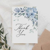 Elegantes Blue Floral Brautparty Dankeskarte