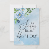 Elegantes Blue Floral Brautparty Dankeskarte (Rückseite)