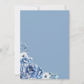 Elegantes Blue Floral Brautparty Einladung (Rückseite)