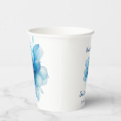 Elegantes Blue Floral Brautparty Pappbecher (Rechts)