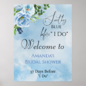 Elegantes Blue Floral Brautparty Poster (Vorne)