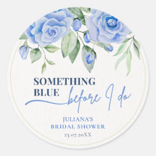 Elegantes Blue Floral Brautparty Runder Aufkleber