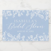 Elegantes Blue Floral Brautparty Schaumweinetikett (Einzelnes Label)