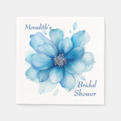 Elegantes Blue Floral Brautparty Serviette (Vorderseite)