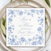 Elegantes Blue Floral Brautparty Willkommen Poster