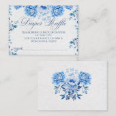 Elegantes Blue Floral Chic Toile Diaper Raffle Gam Begleitkarte (Vorne/Hinten)