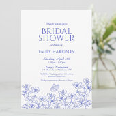 Elegantes Blue Floral Chinoiserie Brautparty Einladung