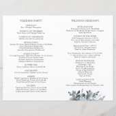 Elegantes Blue Floral, Folded Wedding Programm (Rückseite)