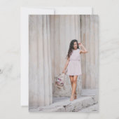 Elegantes Blue Floral Foto Quinceañera Einladung (Rückseite)