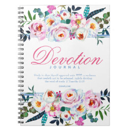 Elegantes Blue Floral Named Devotion Journal Notizblock