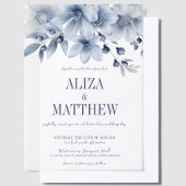 Elegantes Blue Floral Overlay Hochzeit Pergament Einladungen