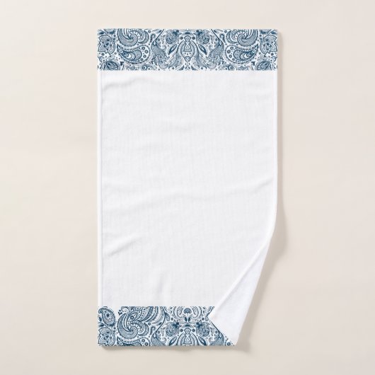 Elegantes Blue Floral Paisley Vogelbeobachter Bade Badhandtuch Set (Handtuch)