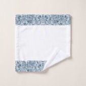 Elegantes Blue Floral Paisley Vogelbeobachter Bade Badhandtuch Set (Waschlappen)
