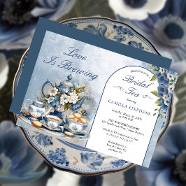 Elegantes Blue Floral Tee Set Brautparty Tea Einladung