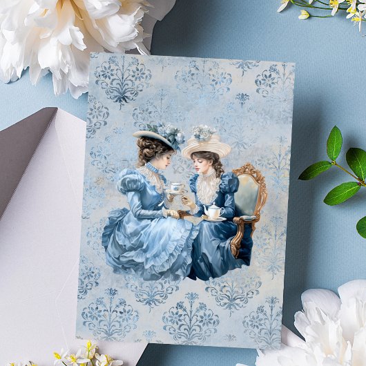 Elegantes Blue Floral Tee Set Brautparty Tea Einladung