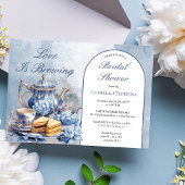 Elegantes Blue Floral Tee Set Brautparty Tea Einladung