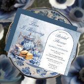 Elegantes Blue Floral Tee Set Brautparty Tea Einladung