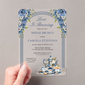 Elegantes Blue Floral Tee Set Bridal Brunch Dusche Acryleinladungen (Insitu (Handheld))